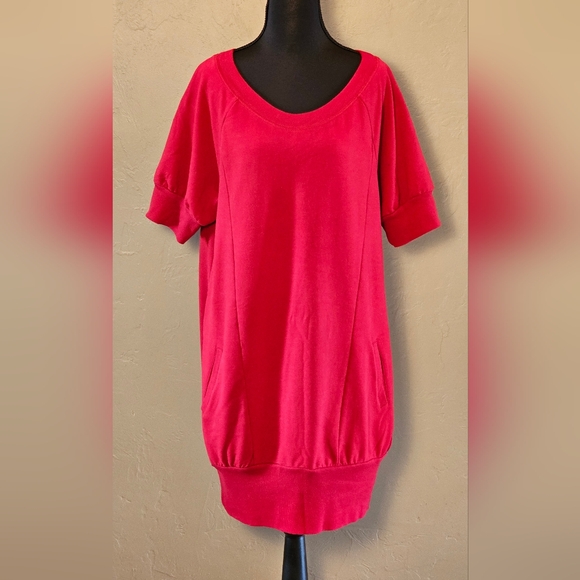 Express Dresses & Skirts - [EXPRESS] Red Sweater Dress ♡ Cuffed  Sleeve Scoop Neckline《L》